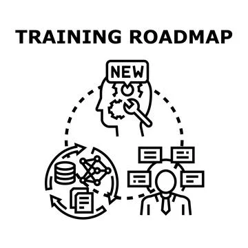 Training roadmap developing new skills and knowledge Illustrazione stock