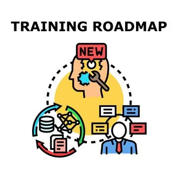 Training roadmap developing new skills and knowledge Stock Illustration