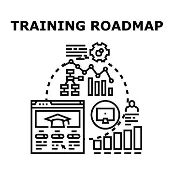 Training roadmap planning educational development strategy Stock Illustration