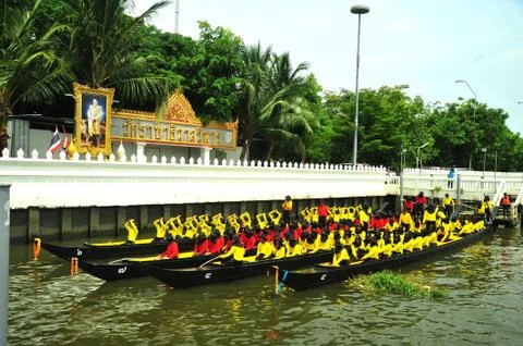 The training of the Royal Barges Procession Stock Photos