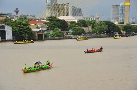 The training of the Royal Barges Procession Stock Photos