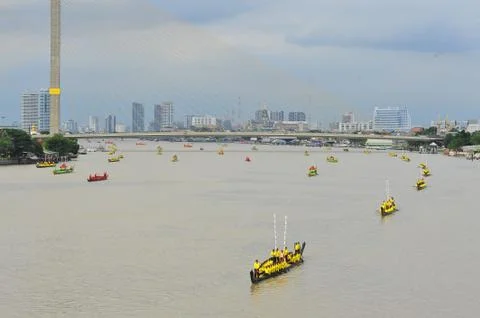 The training of the Royal Barges Procession Stock Photos