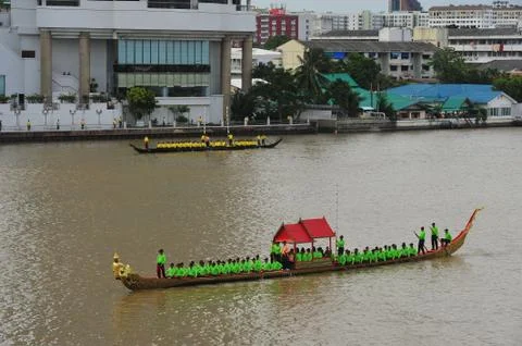 The training of the Royal Barges Procession Stock Photos