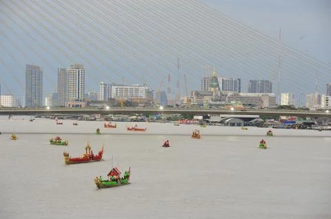 The training of the Royal Barges Procession Stock Photos
