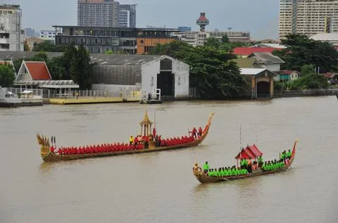 The training of the Royal Barges Procession Stock Photos
