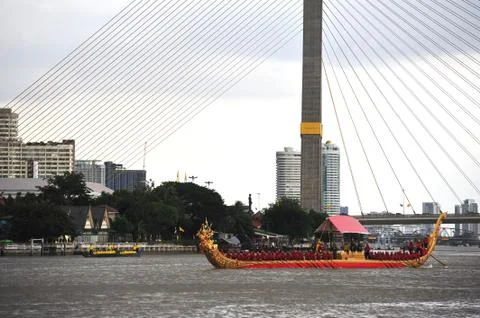 The training of the Royal Barges Procession Stock Photos