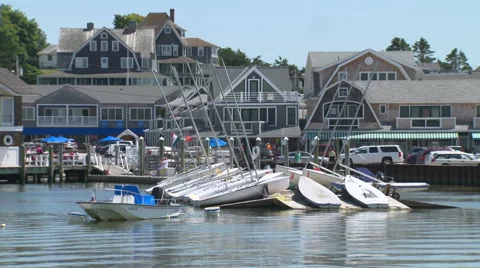 Training sailboats on a dock Stock Footage 41070523