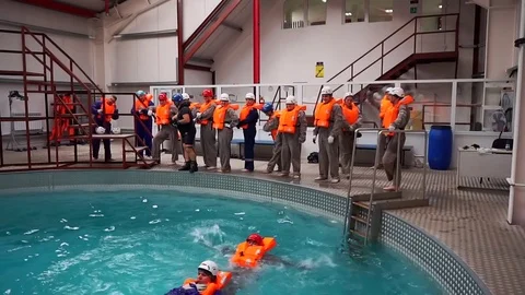 Training salvation on the water  Stock-Footage 83930151