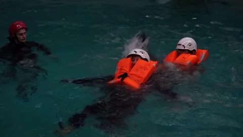 Training salvation on the water  Stock-Footage 83930171