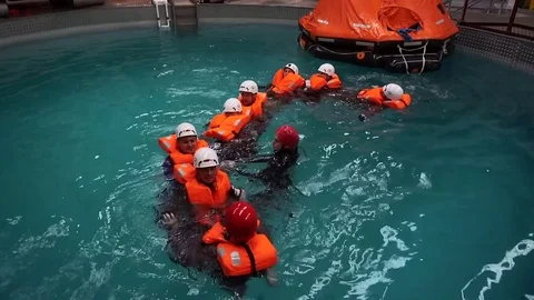 Training salvation on the water  Stock-Footage 83930226