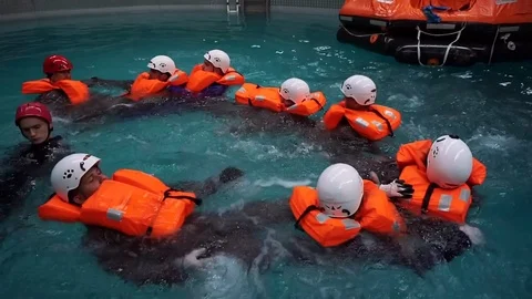 Training salvation on the water  Stock-Footage 83930234