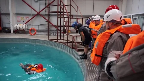 Training salvation on the water Stock-Footage 83930253