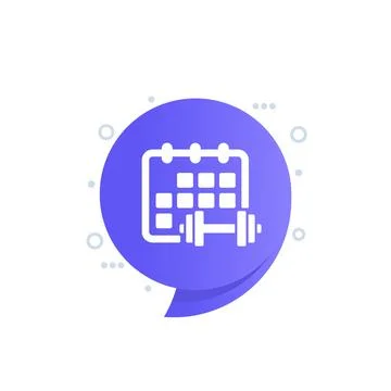 Training schedule icon with calendar and dumbbell 스톡 일러스트