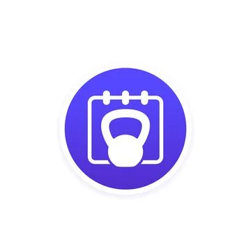 Training schedule icon with a kettlebell, vector Stock Illustration