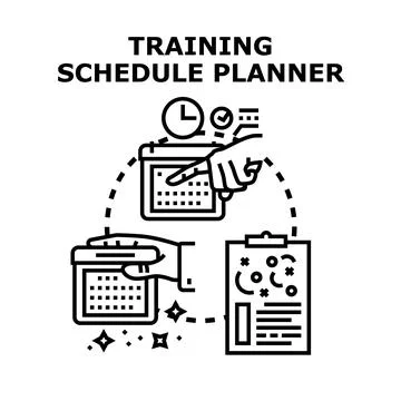Training schedule planner concept planning time management Stock Illustration