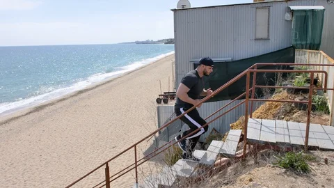 Training by the sea 12 Stock Footage 128821277