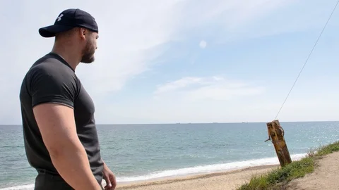 Training by the sea 17 Stock Footage 128828775