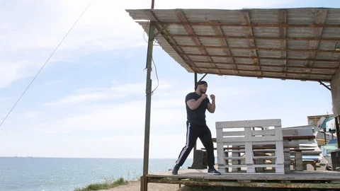 Training by the sea 19 Stock Footage 128829054