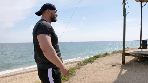 Training by the sea 24 Stock Footage 128829432