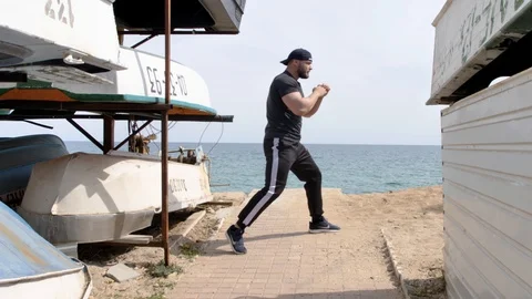 Training by the sea 7 Stock Footage 128820669