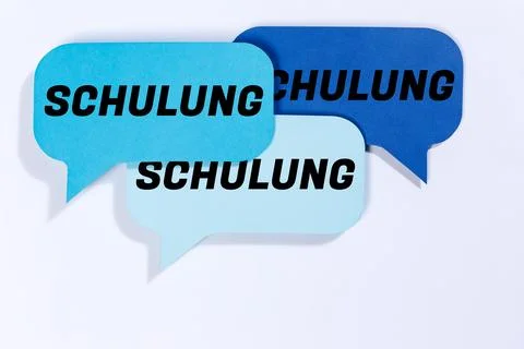 Training seminar course workshop learning education internet in speech bubbles Illustrazione stock