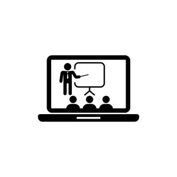 Training seminar online icon. Classroom, teacher with students. Vector on iso 스톡 일러스트