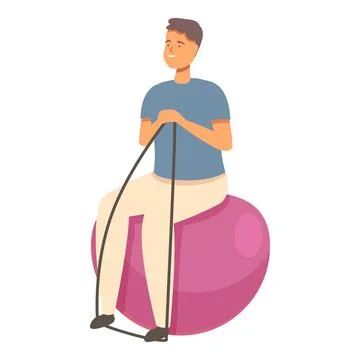 Training session man icon cartoon vector. Fitness ball care Stock Illustration