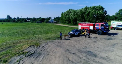 Training session of rescuers and firefighters. Obstacle course Stock Footage 101009288