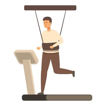Training session running icon cartoon vector. Therapist patient Illustrazione stock