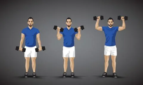Training shoulder press trio Illustrazione stock