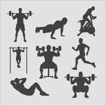 Training silhouettes collection Stock Illustration