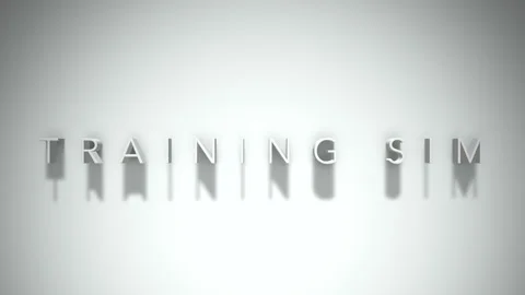 Training sim 3D title animation with shadows on a white background Stock Footage 298000820