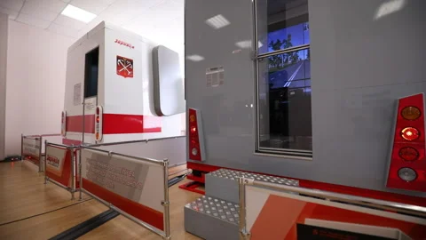 Training simulators in the training center of urban electrical transport in Video stock 94221837