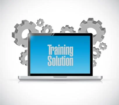 Training Solution tech computer sign concept Illustrazione stock
