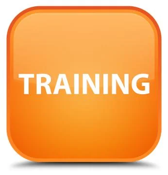 Training special orange square button Stock Illustration