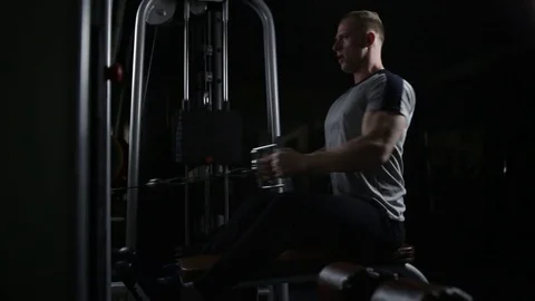 Training for spine in dark gym Stock Footage 76168224