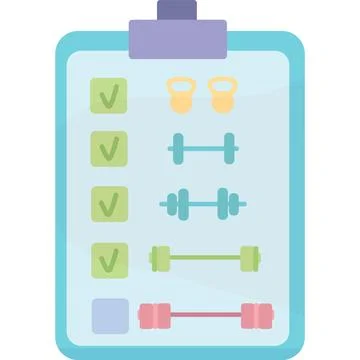 Training sport program icon flat vector clipboard Stock Illustration