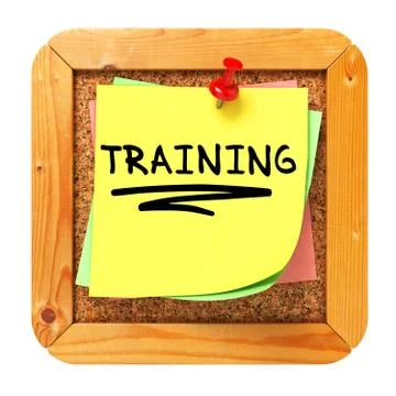 Training. Sticker on Bulletin. Illustrazione stock