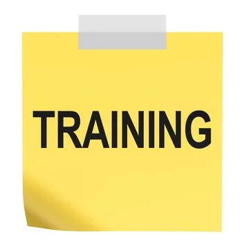 Training, sticky note with tape. 3D rendering Stock Illustration