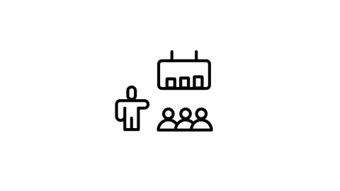 Training students icon with business chart animation Stock Footage 338349751