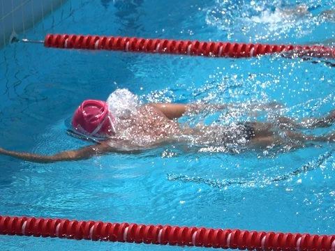 Training In A Swiming Pool Stock Footage 77146567