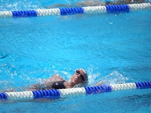 Training In A Swiming Pool Stock Footage 77146998