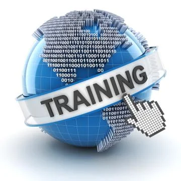 Training symbol with digital globe, 3d render 스톡 일러스트