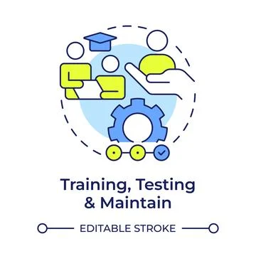 Training, testing and maintain multi color concept icon Stock Illustration