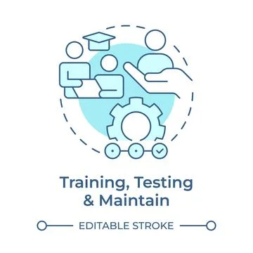 Training, testing and maintain soft blue concept icon Stock Illustration