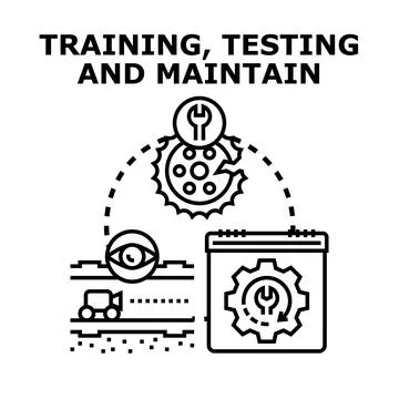Training testing and maintaining working process vector Stock Illustration