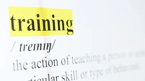 Training Text Macro Shot Highlighted in Yellow Color On Computer Screen Stock Footage 123224483