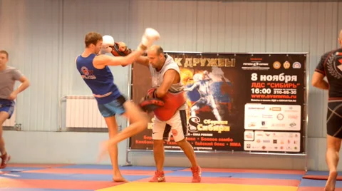 Training in Thai boxing Stock Footage 43009909