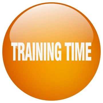 Training time orange round gel isolated push button Stock Illustration