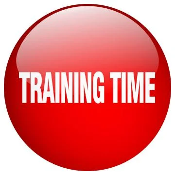 Training time red round gel isolated push button Stock Illustration